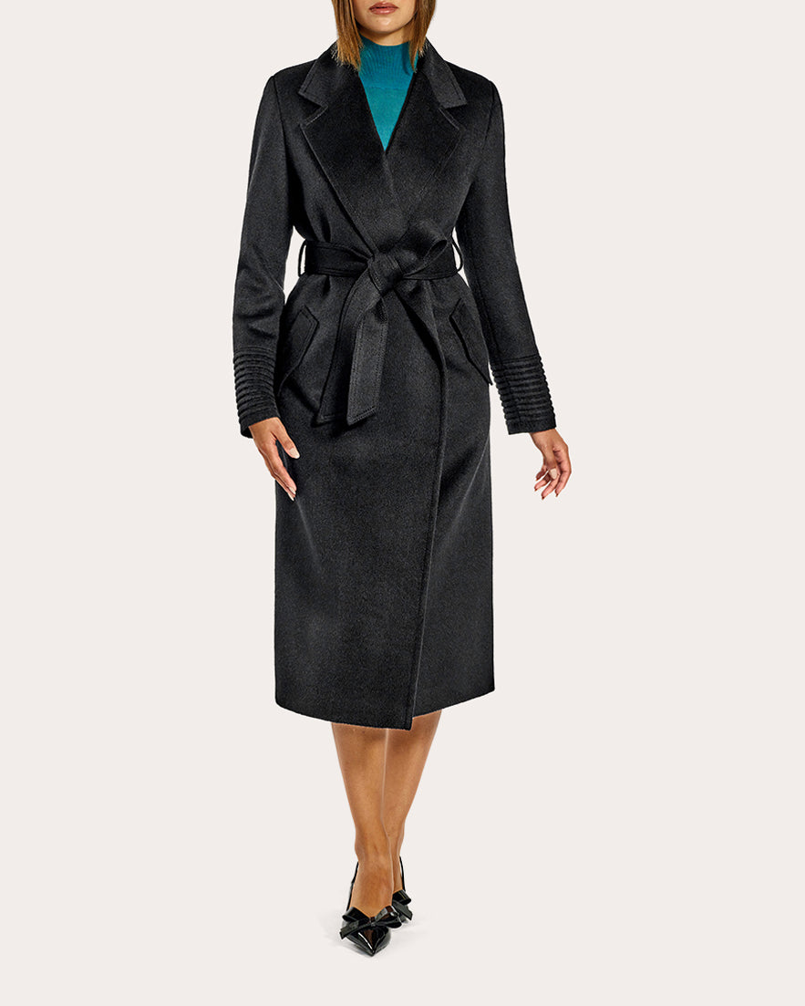 Baby Alpaca Notch Collar Long Wrap Coat