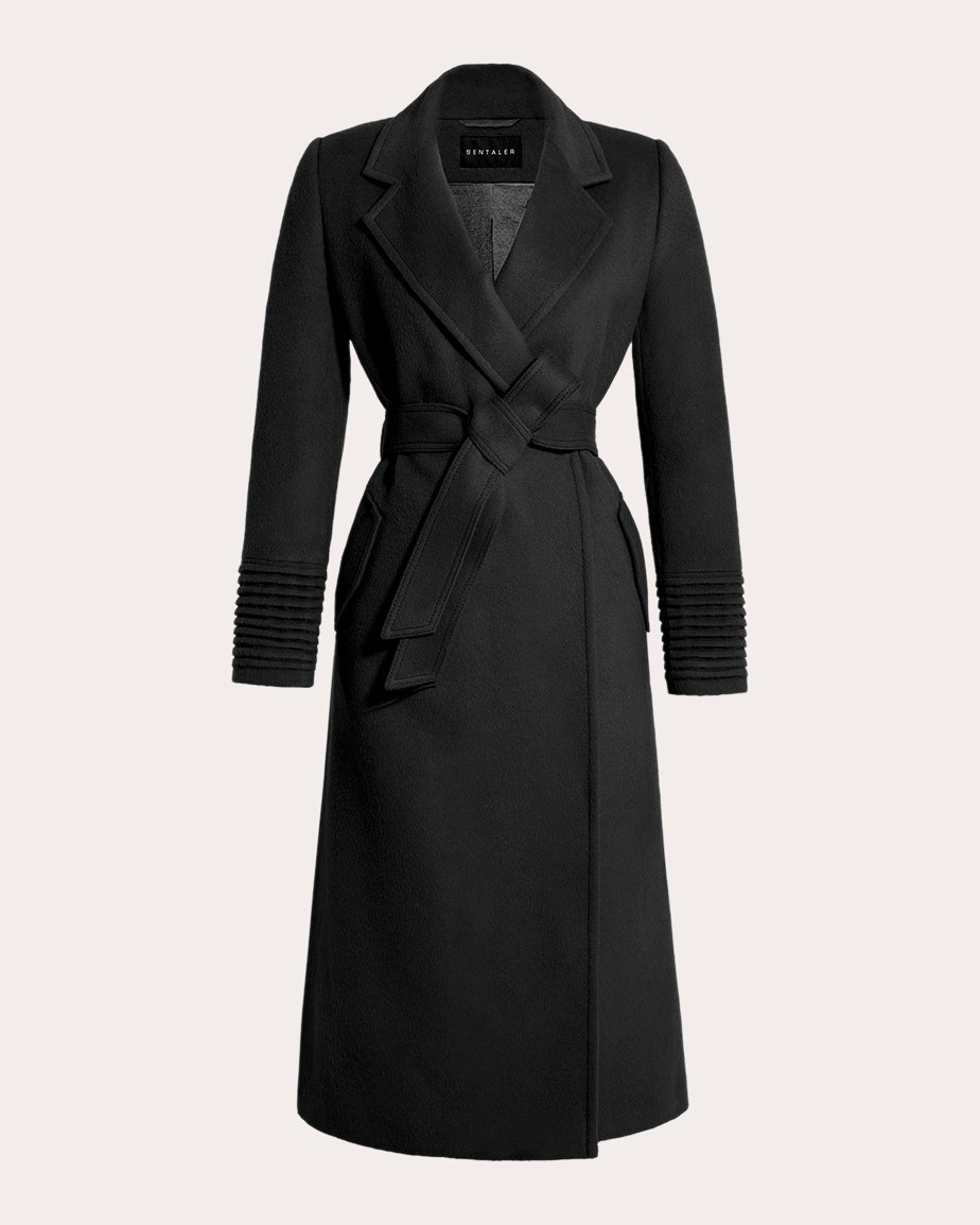 Baby Alpaca Notch Collar Long Wrap Coat