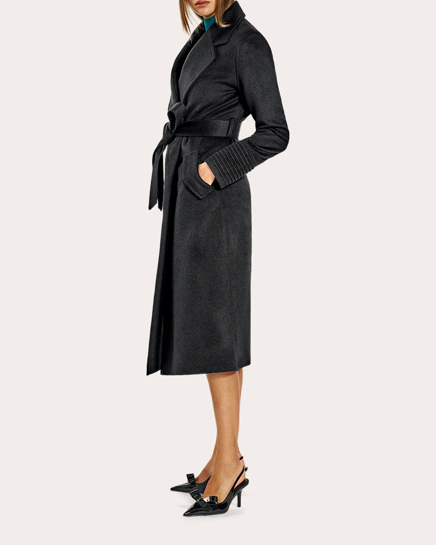 Baby Alpaca Notch Collar Long Wrap Coat