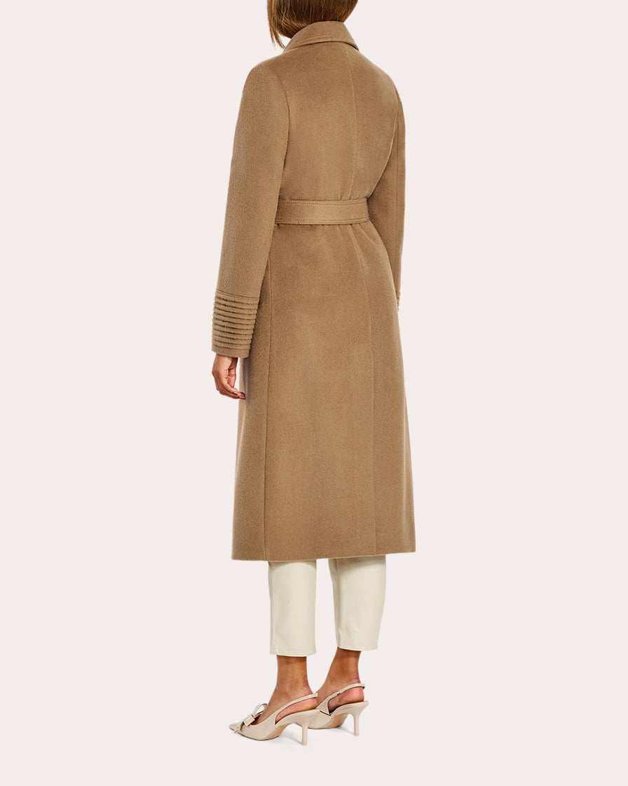Baby Alpaca Notch Collar Long Wrap Coat
