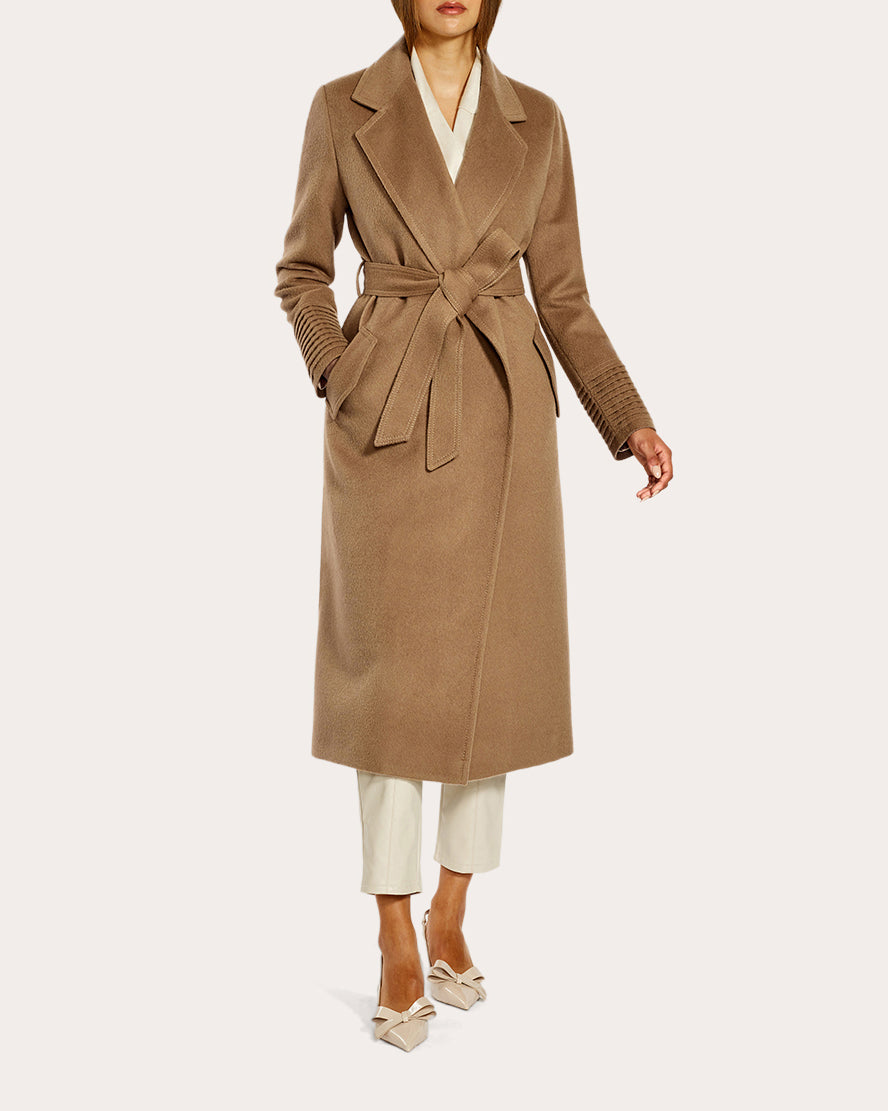 Baby Alpaca Notch Collar Long Wrap Coat