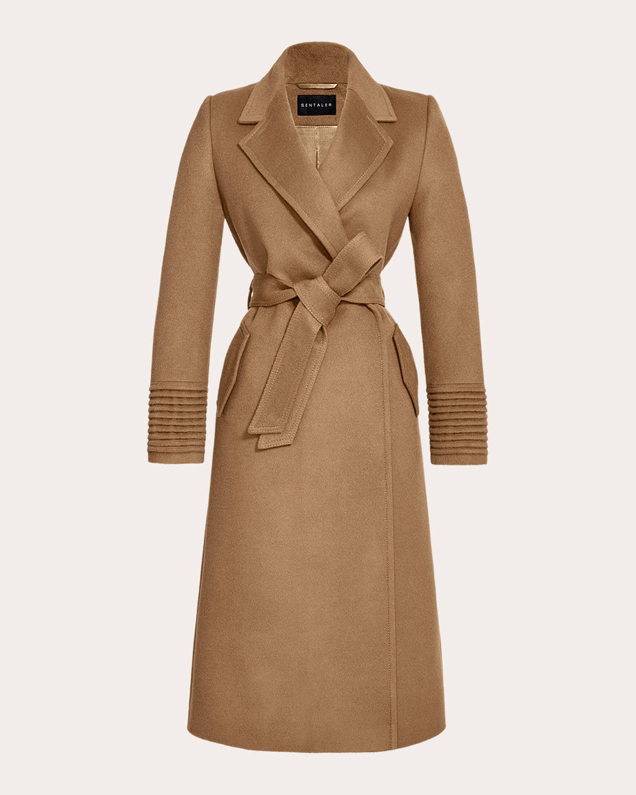 Baby Alpaca Notch Collar Long Wrap Coat
