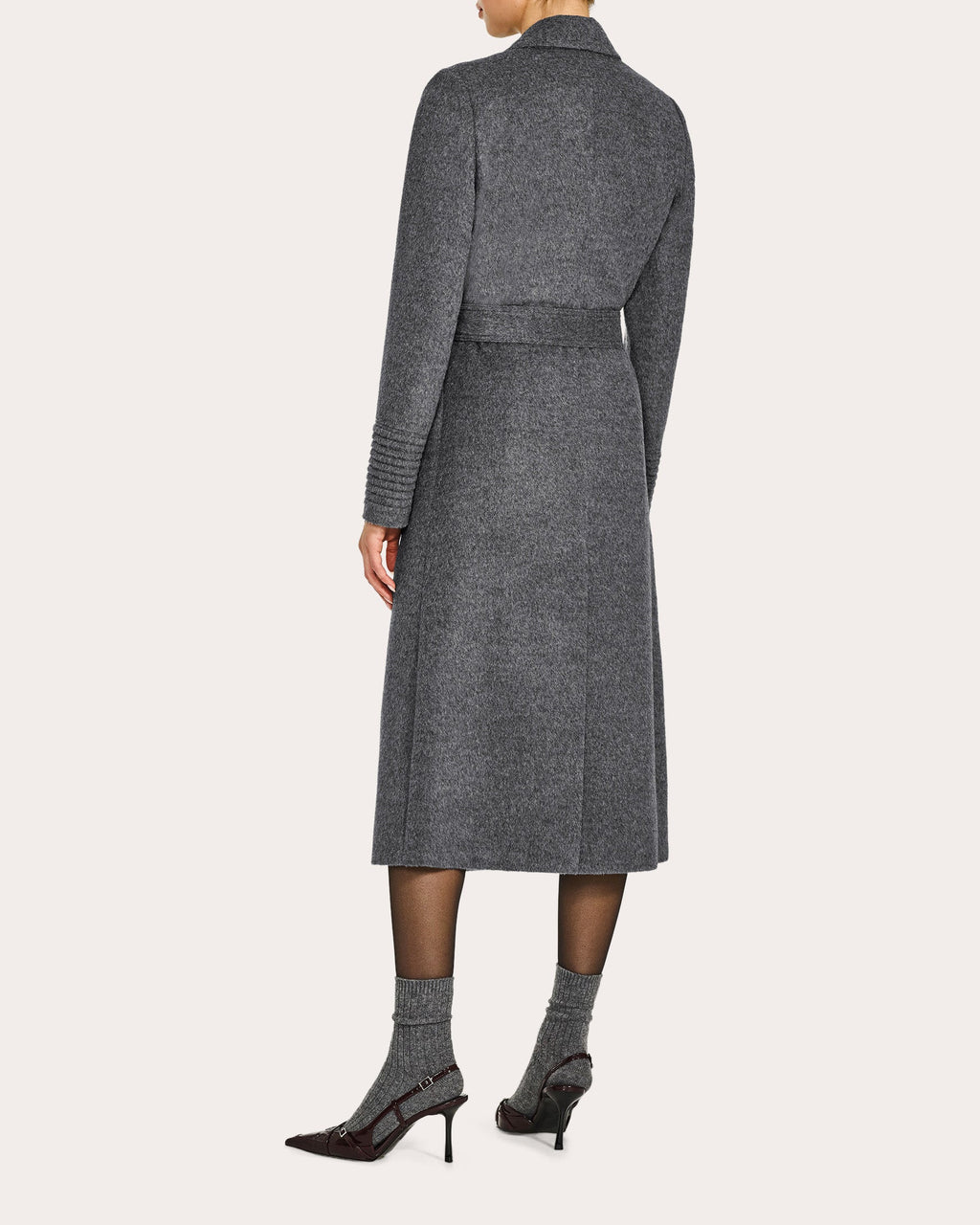 Alpaca Wool Notch Collar Long Wrap Coat