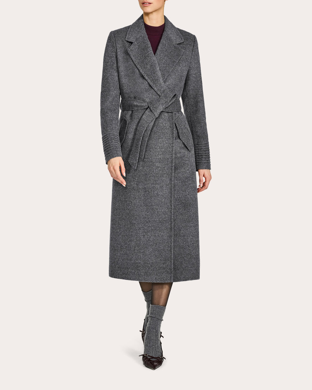 Alpaca Wool Notch Collar Long Wrap Coat