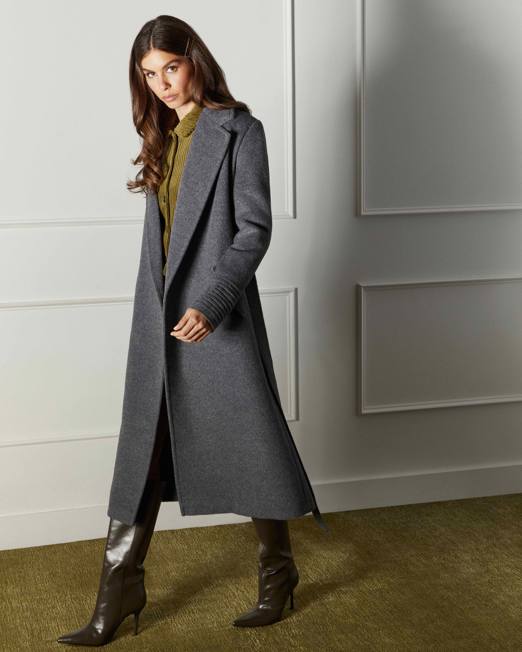 Alpaca Wool Notch Collar Long Wrap Coat