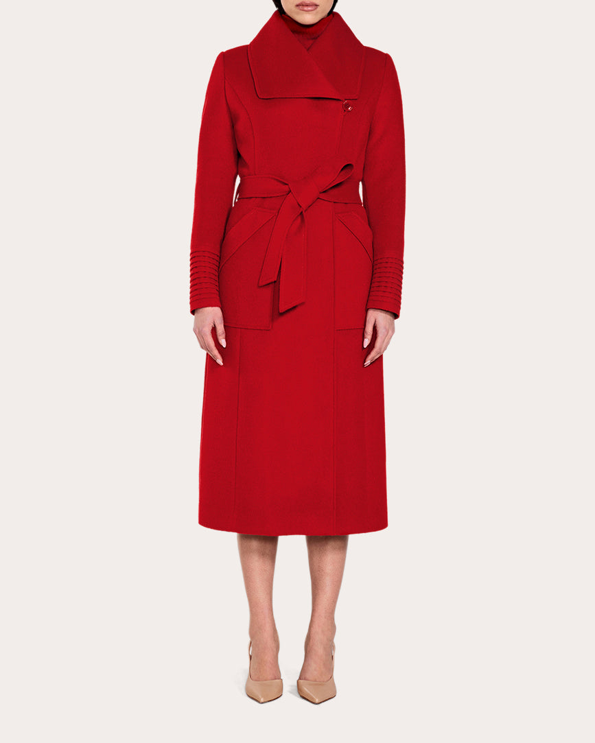 Baby Alpaca Wide Collar Long Wrap Coat