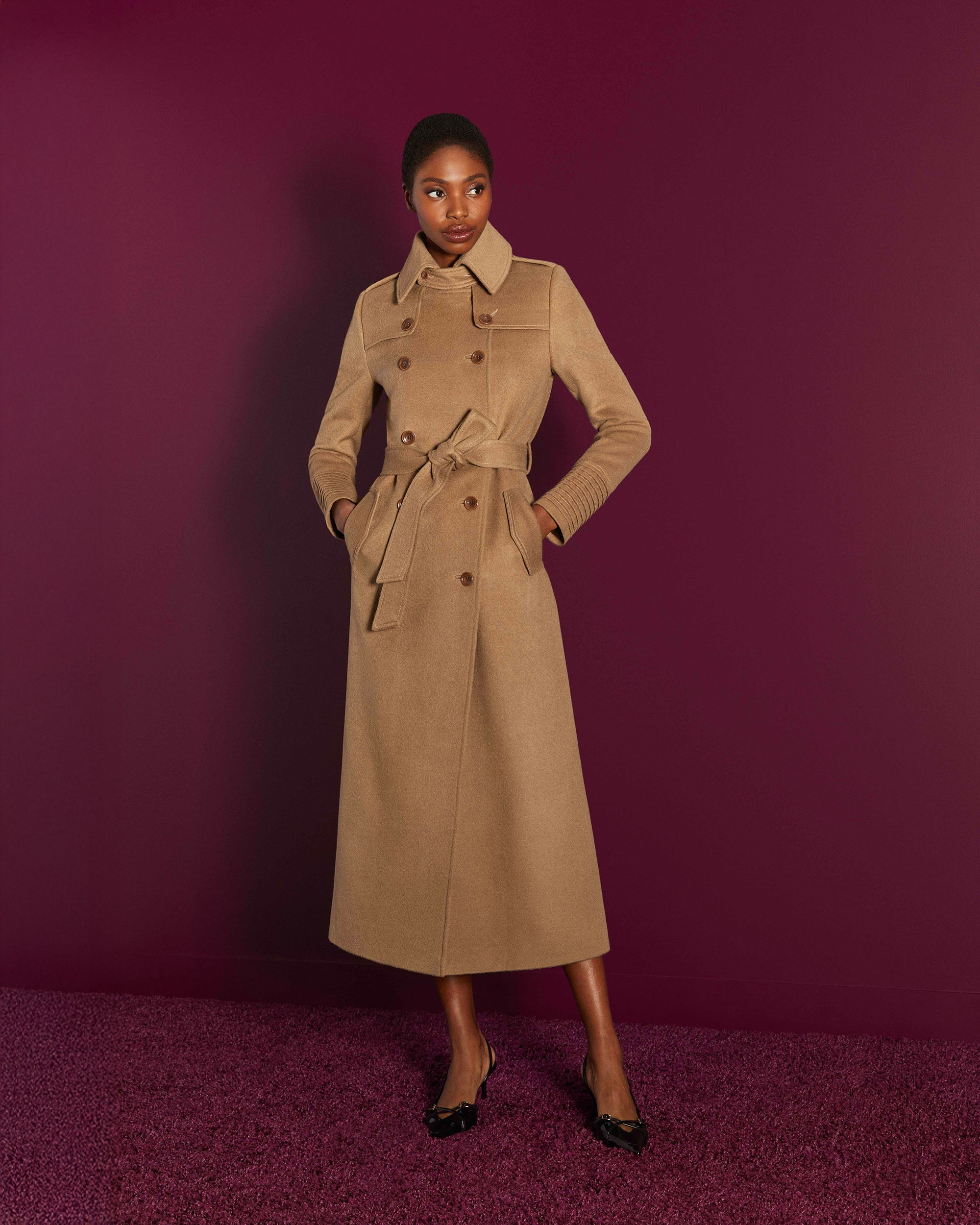 Alpaca Wool Maxi Trench Coat