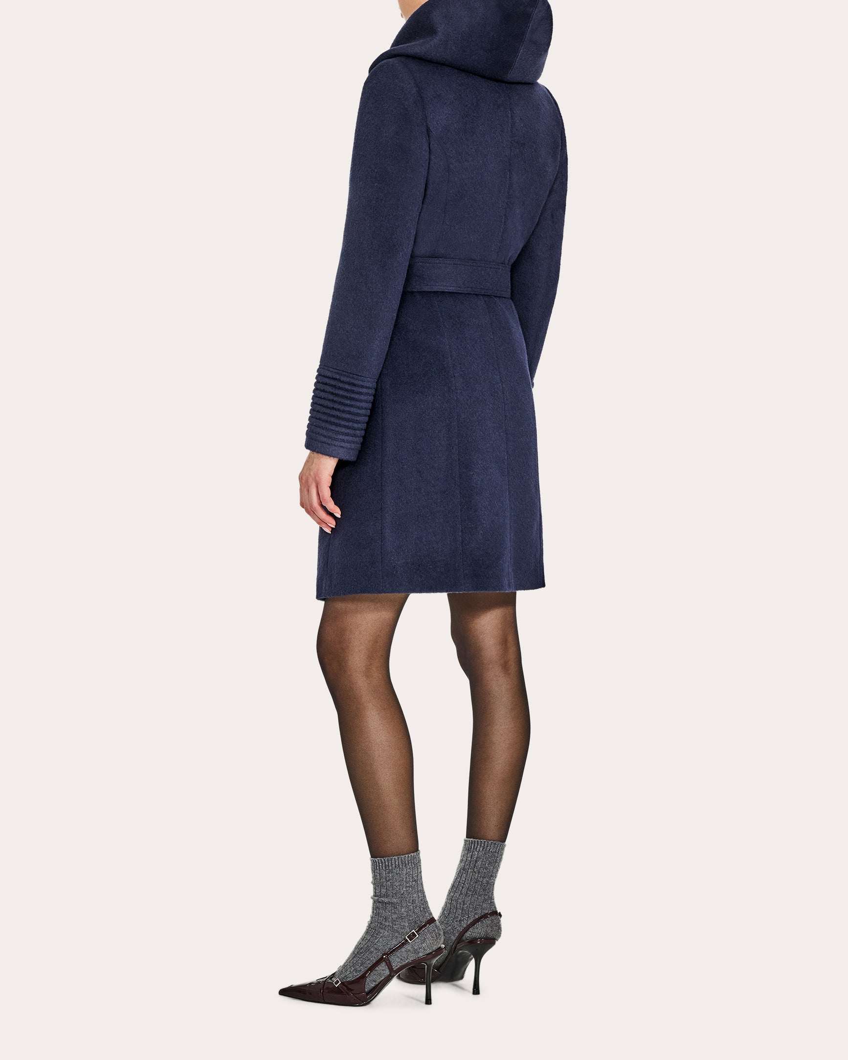 Alpaca Wool Hooded Midi Wrap Coat