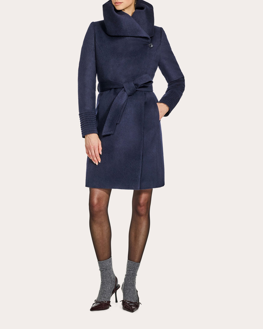 Alpaca Wool Hooded Midi Wrap Coat