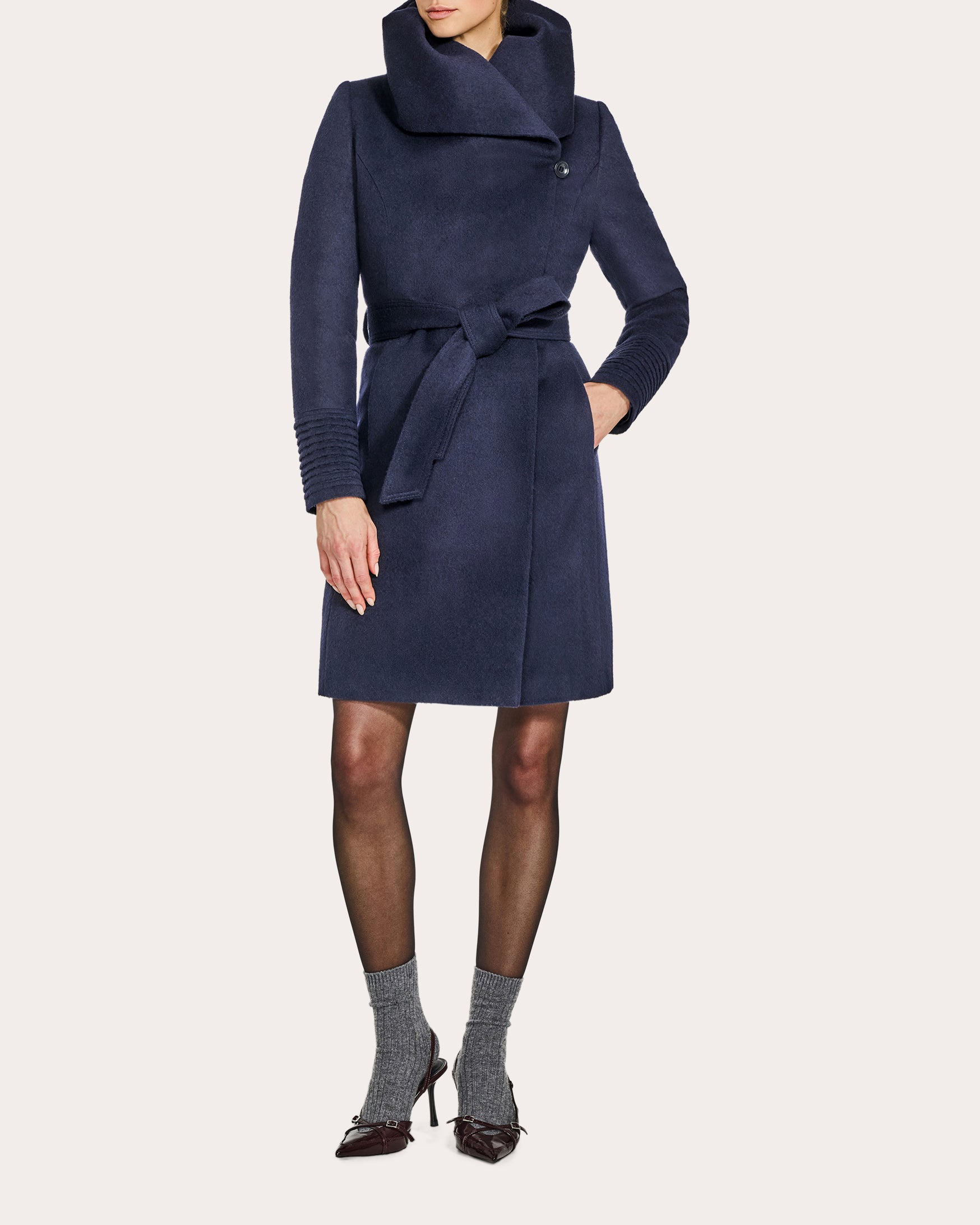 Alpaca Wool Hooded Midi Wrap Coat