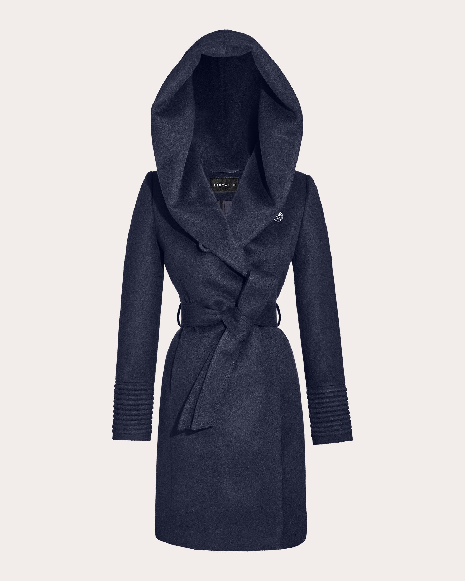Alpaca Wool Hooded Midi Wrap Coat