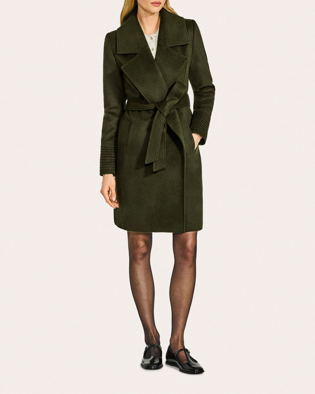 Alpaca Wool Oversized Notch Collar Midi Wrap Coat