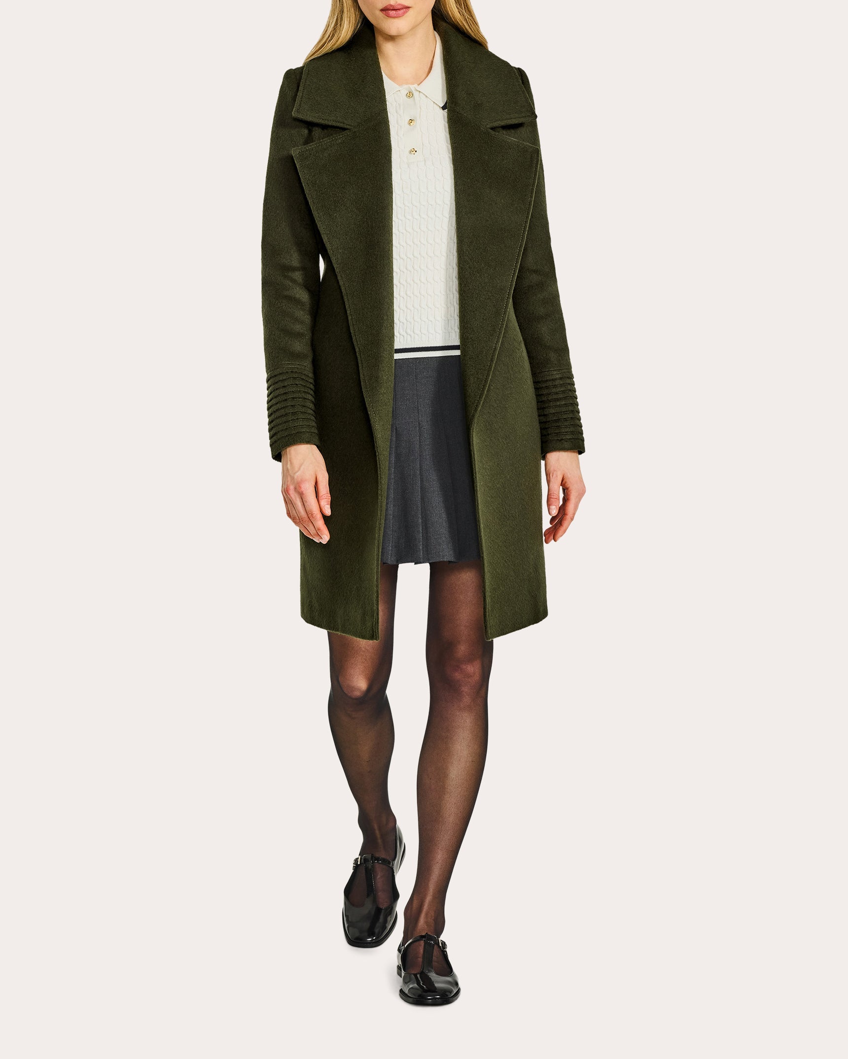 Alpaca Wool Oversized Notch Collar Midi Wrap Coat