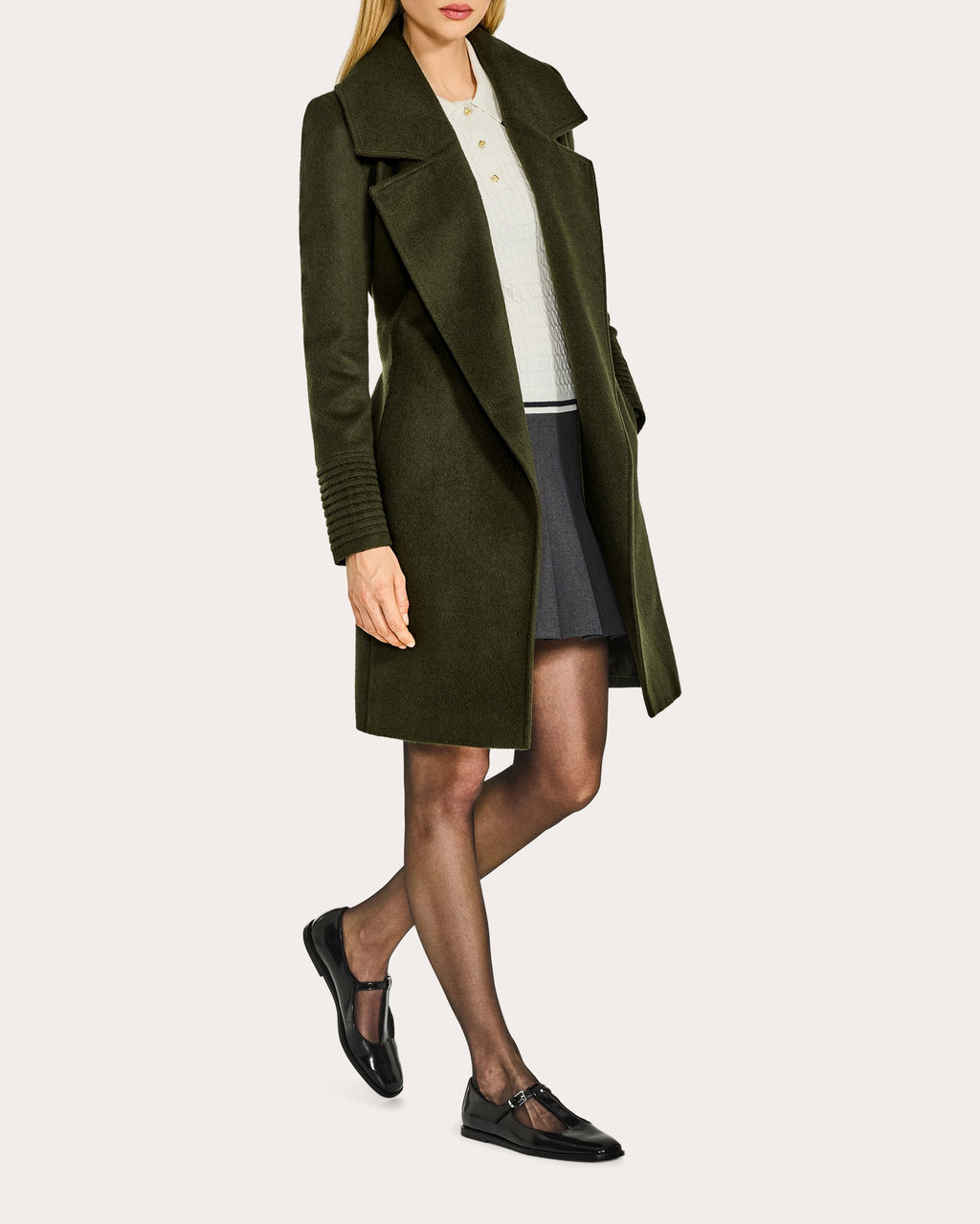 Alpaca Wool Oversized Notch Collar Midi Wrap Coat