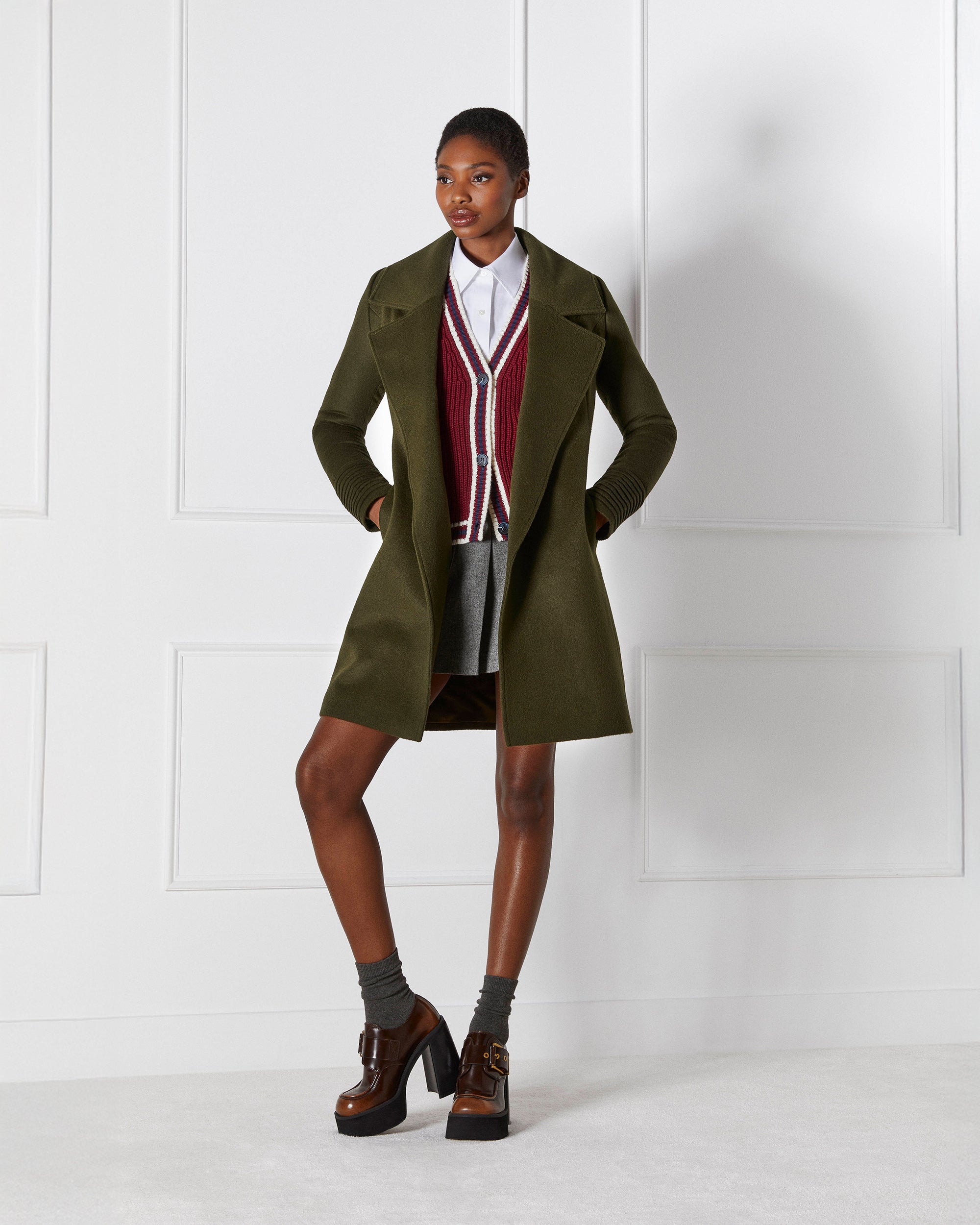 Alpaca Wool Oversized Notch Collar Midi Wrap Coat