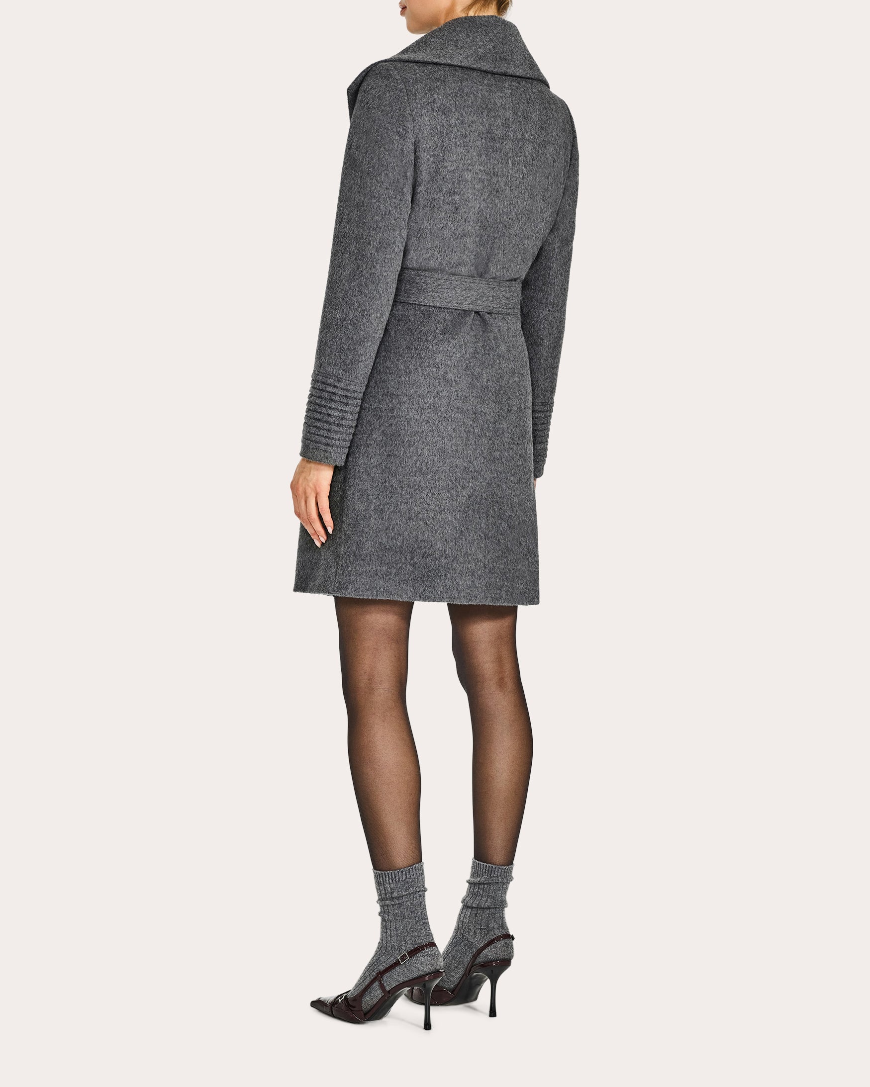 Alpaca Wool Shawl-Collar Midi Wrap Coat