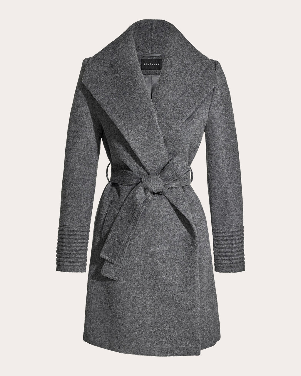 Alpaca Wool Shawl-Collar Midi Wrap Coat