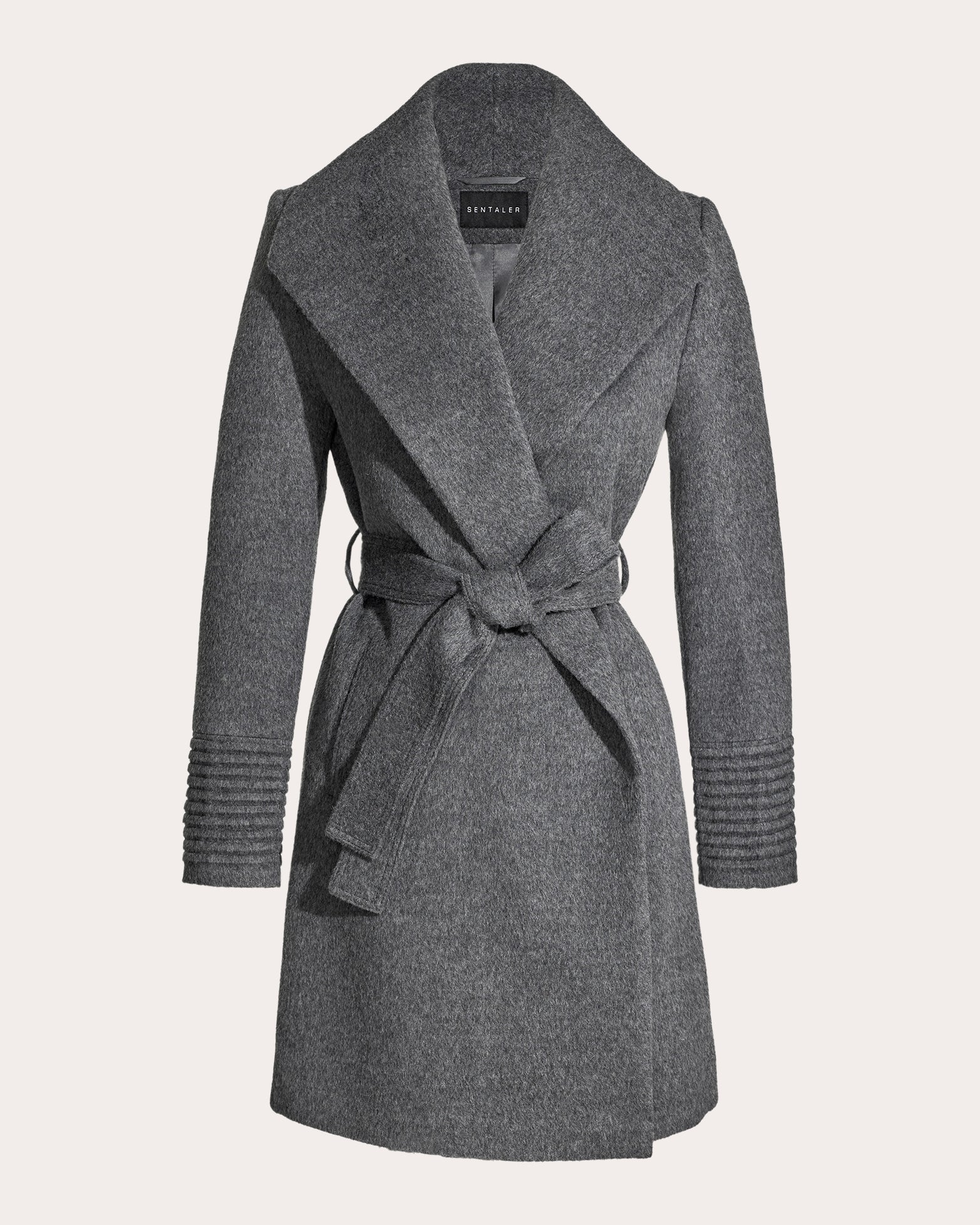 Alpaca Wool Shawl-Collar Midi Wrap Coat