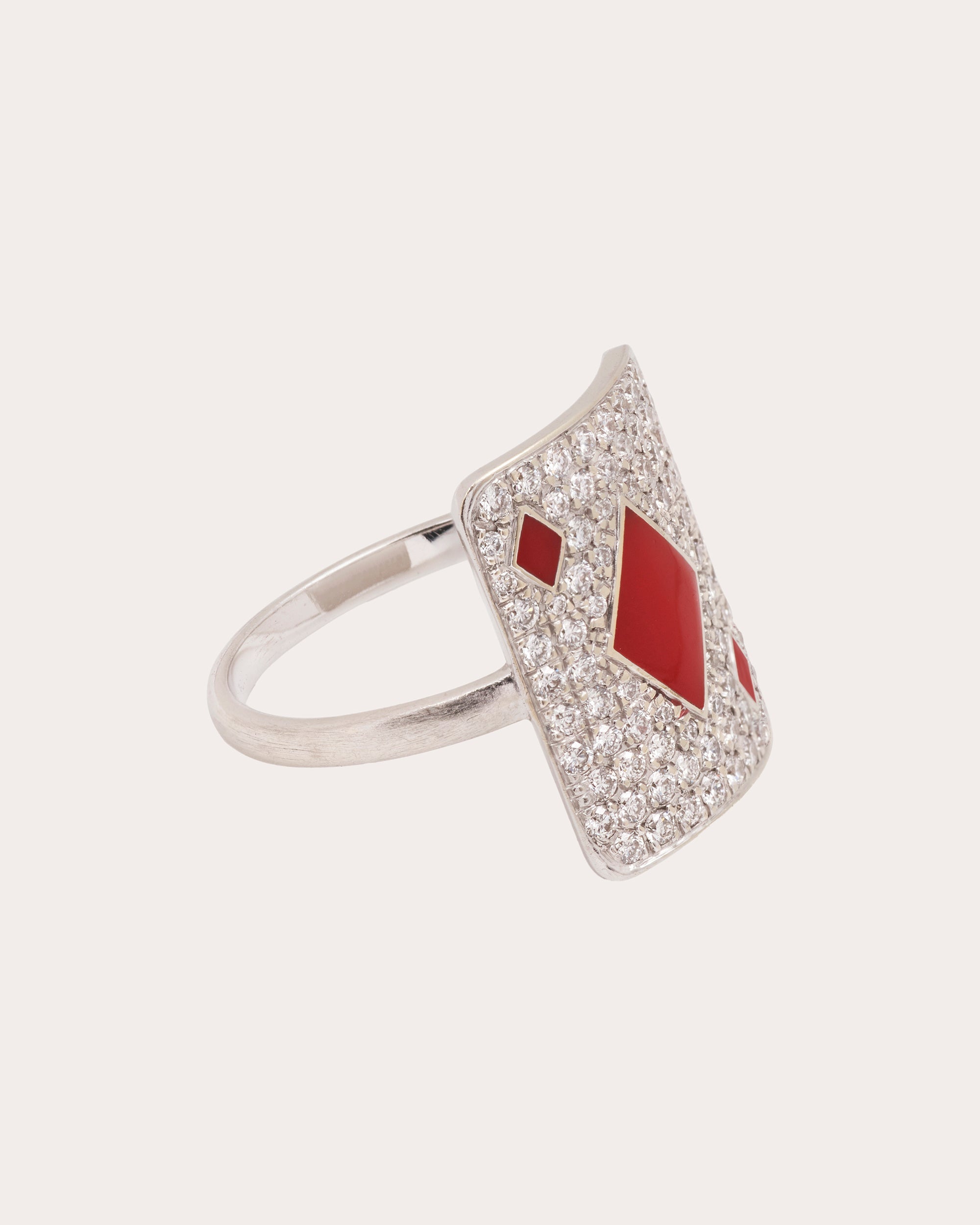 Diamond & 18k White Gold Honneur Pinky Ring