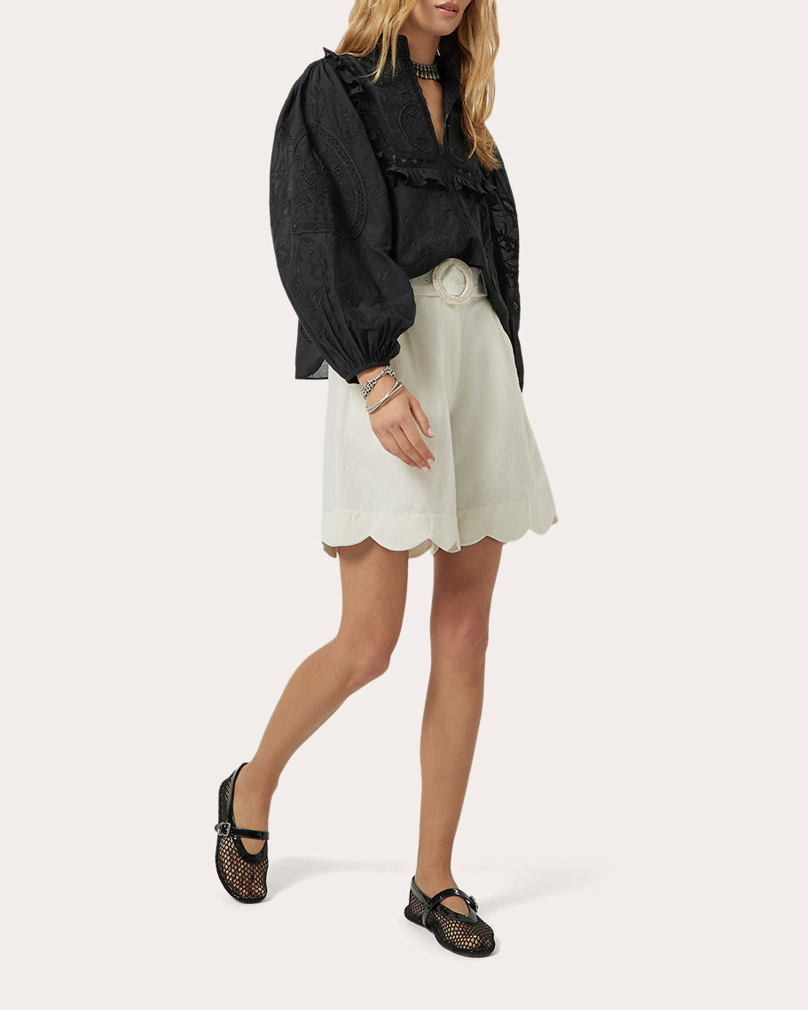 Basica Scalloped High-Rise Shorts