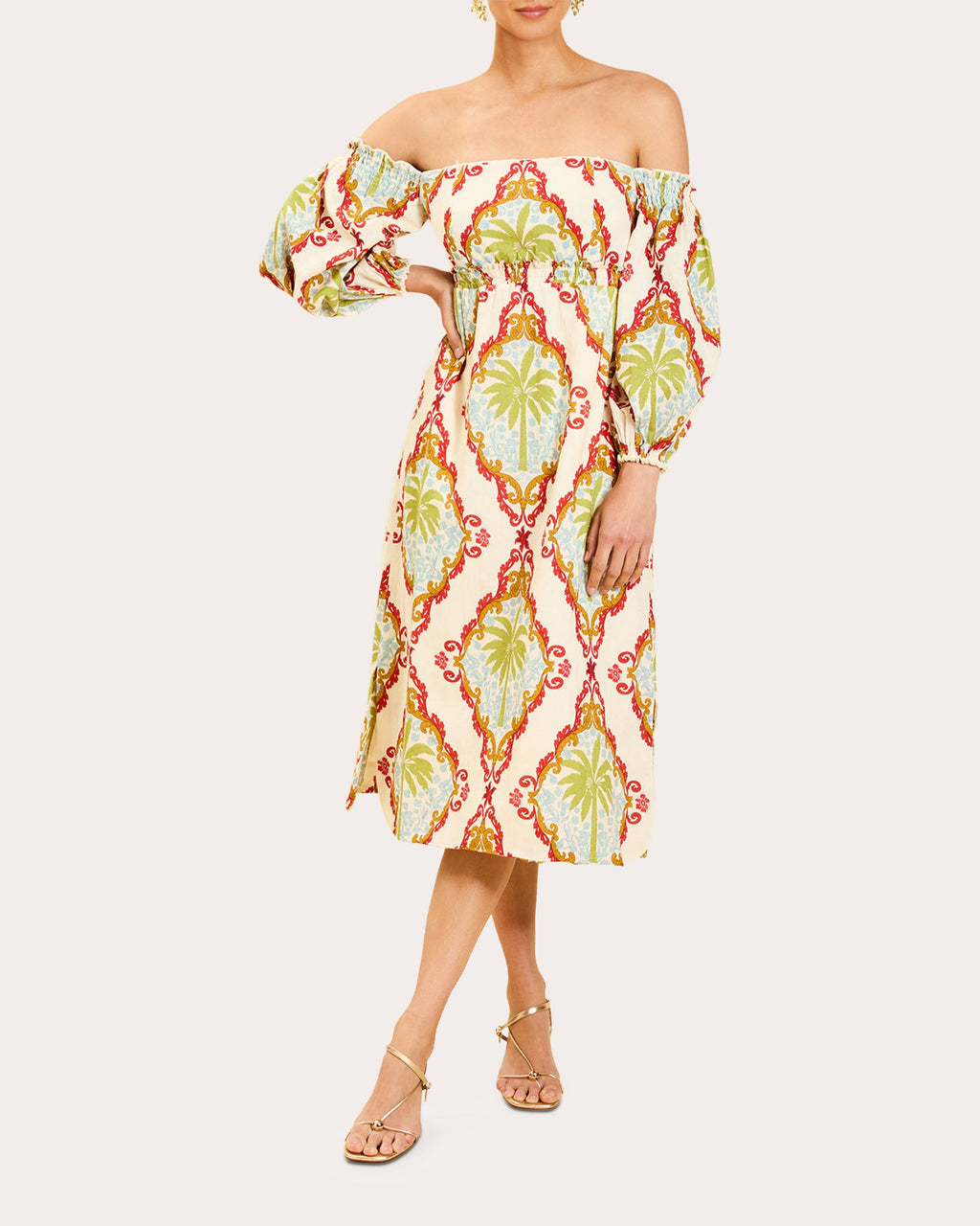 Benny Smocked Off-Shoulder Midi Dress