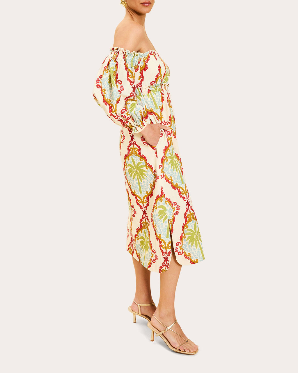 Benny Smocked Off-Shoulder Midi Dress