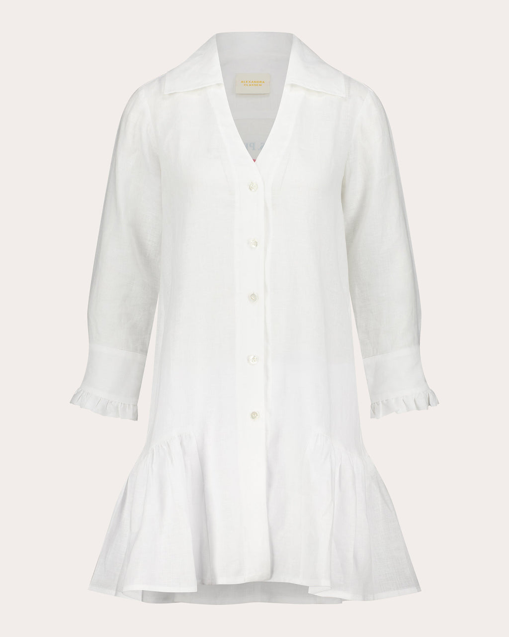 Bianca Linen Ruffle Shirt Dress