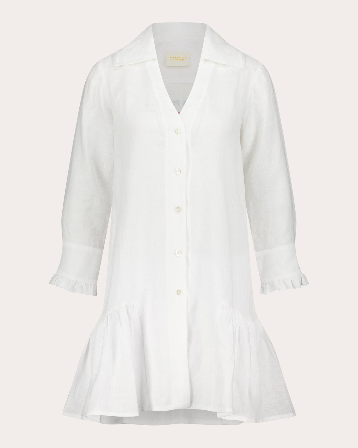 Bianca Linen Ruffle Shirt Dress