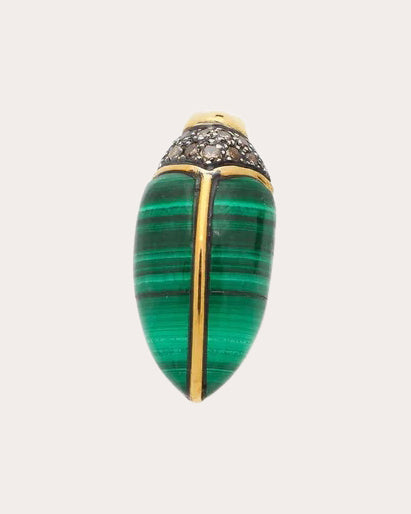 Malachite & Brown Diamond Mini Scarab Stud Earring