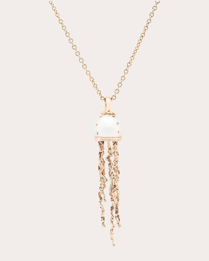 Akoya Pearl & Diamond Jellyfish Pendant Necklace