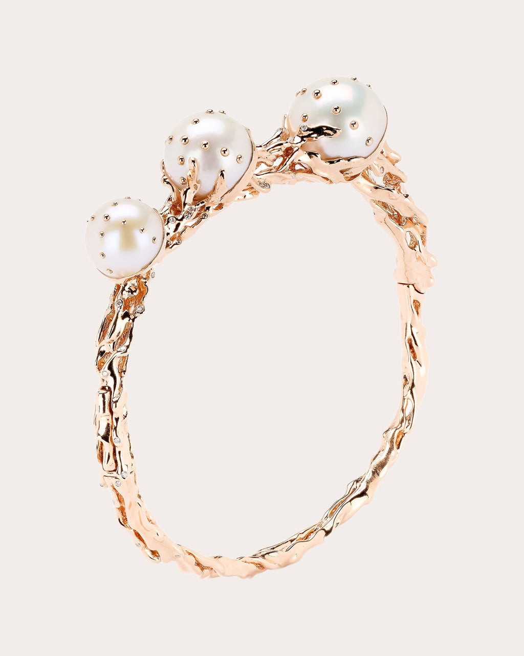 Pearl & Diamond 18k Rose Gold Jellyfish Bangle
