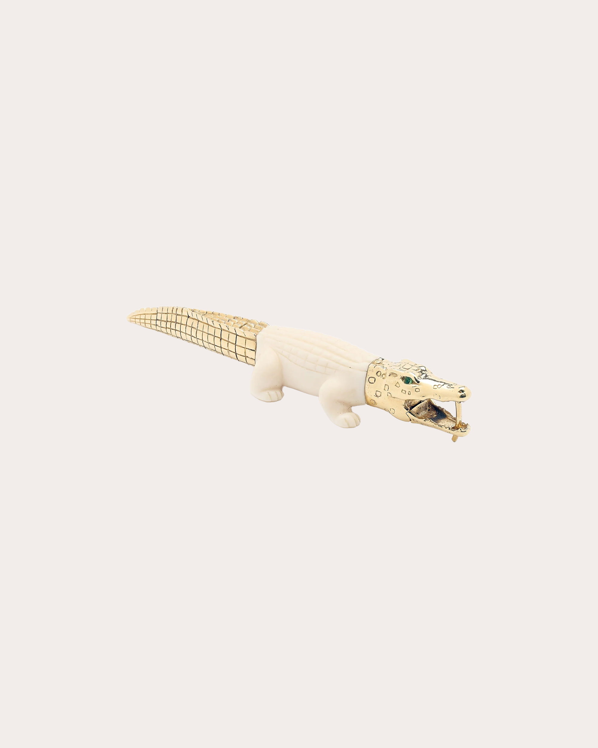 Alligator Bite Large 18K Gold Carved Mammoth Single Earring