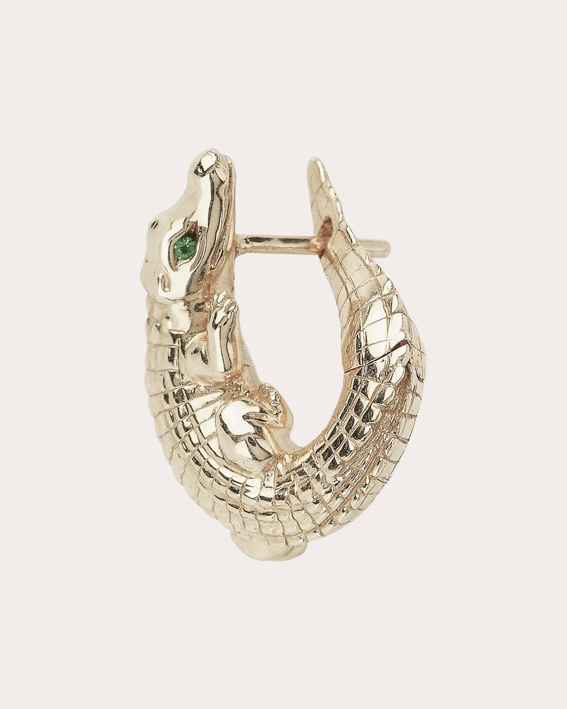Tsavorite & 18k White Gold Alligator Twist Earring