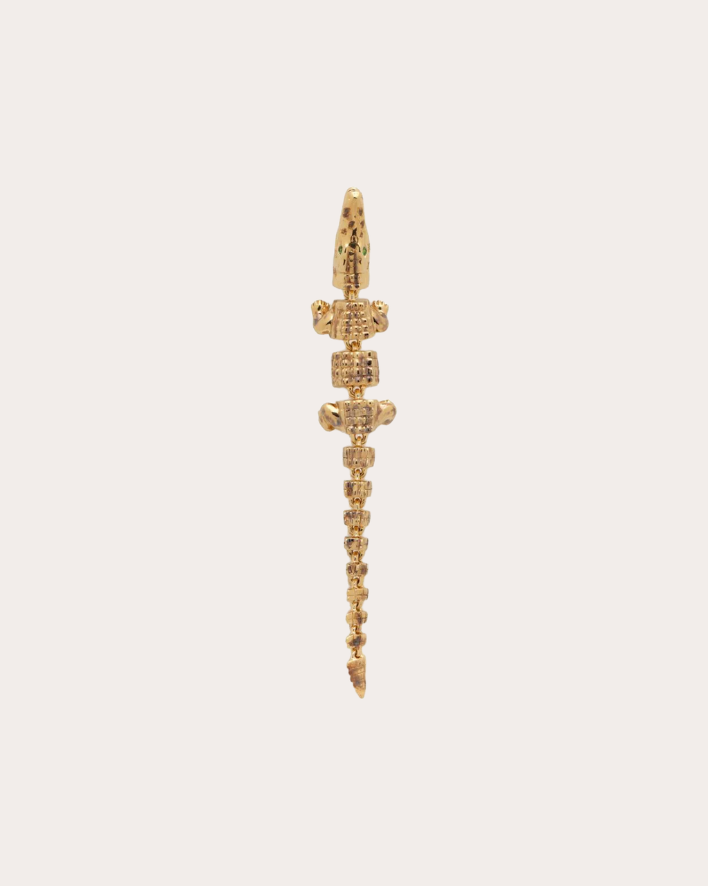 Tsavorite & 18k Gold Alligator Vertebrae Drop Earring