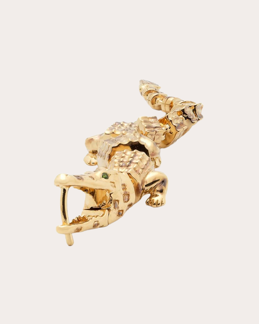 Tsavorite & 18k Gold Alligator Vertebrae Drop Earring