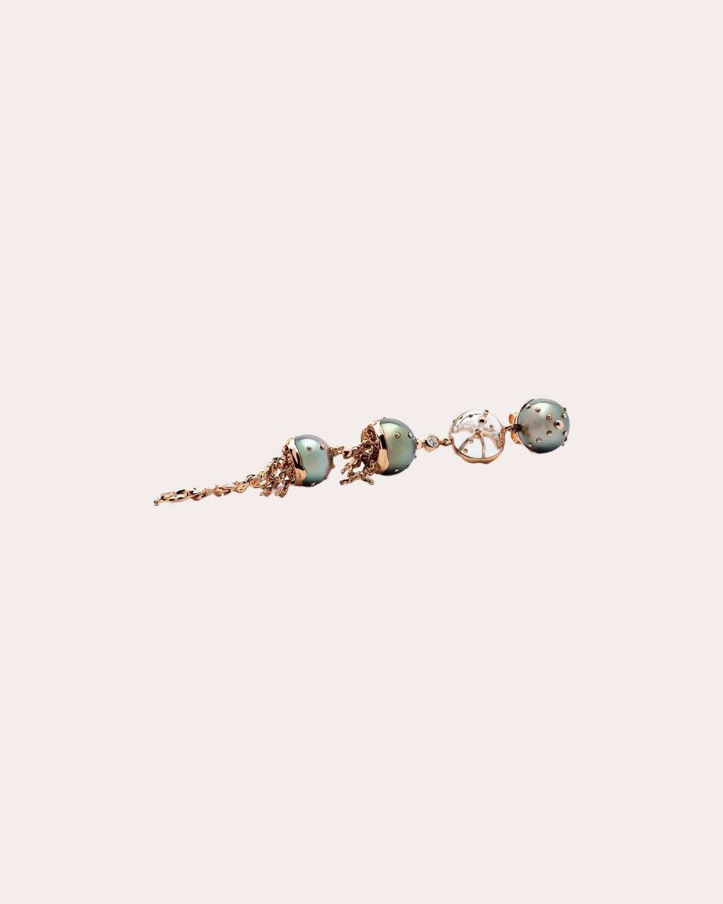 Tahitian Pearl & Quartz Jellyfish Drop Earring
