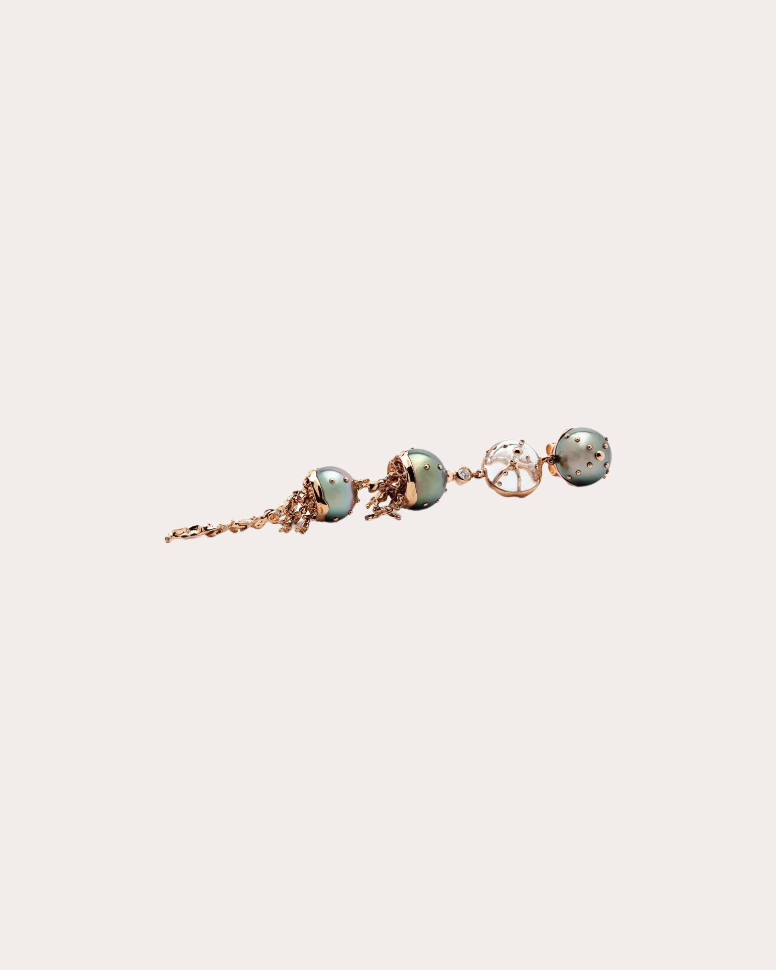Tahitian Pearl & Quartz Jellyfish Drop Earring