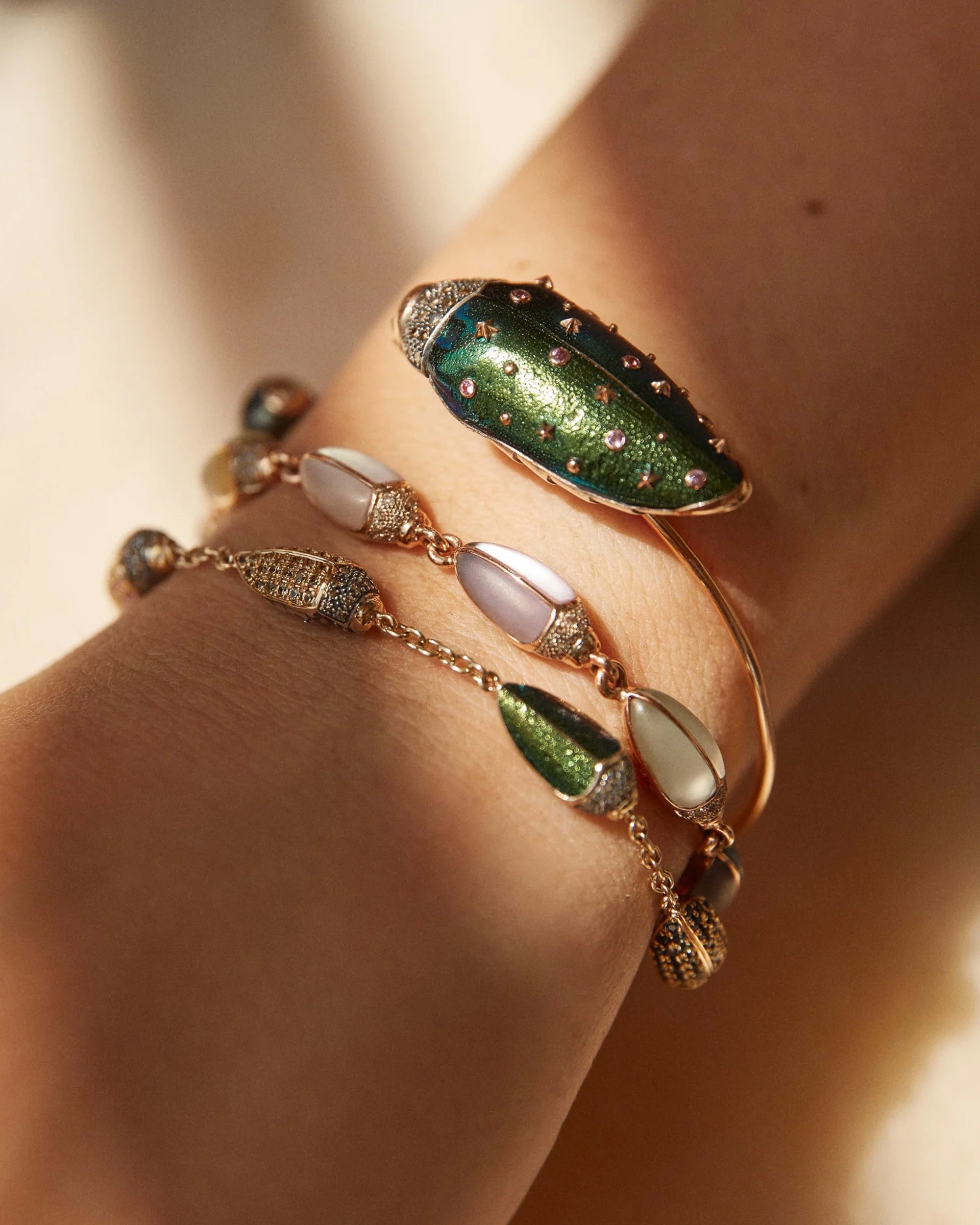 Tahitian Pearl & Diamond Scarab Cuff Bracelet