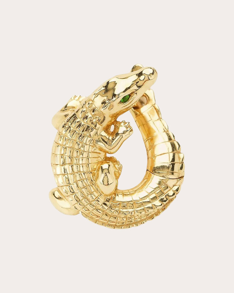Tsavorite & 18k Gold Alligator Twist Earring