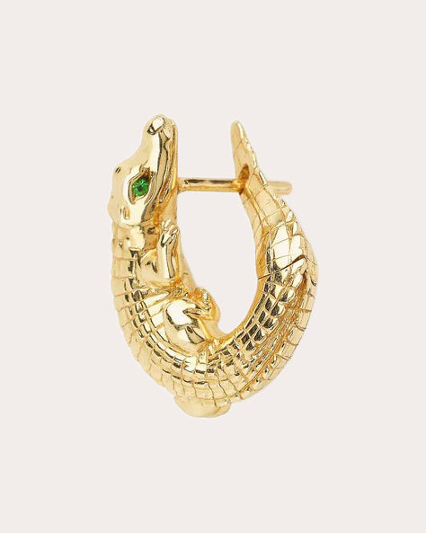 Tsavorite & 18k Gold Alligator Twist Earring