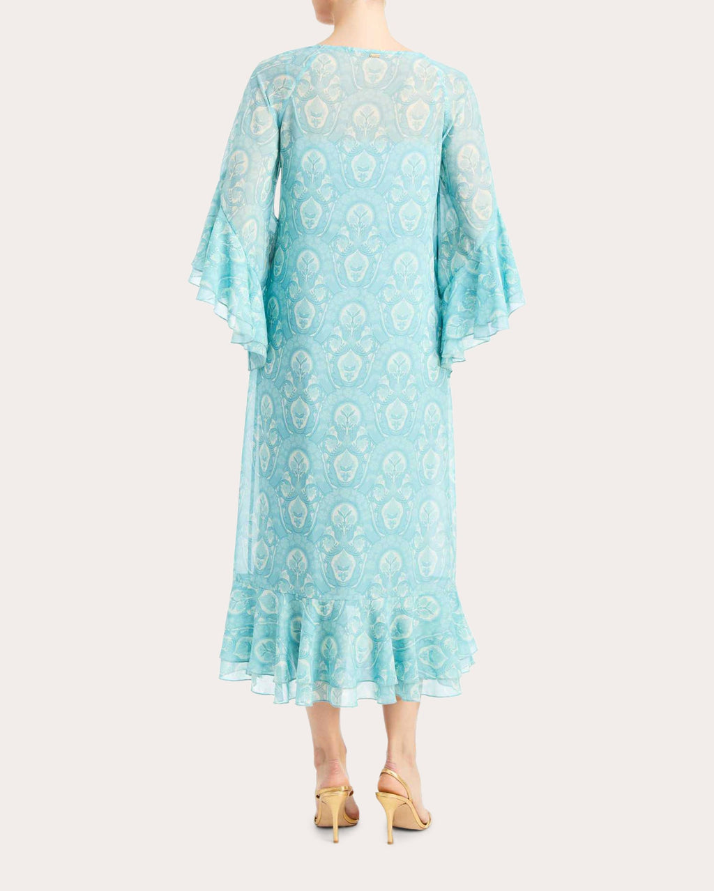 Bimini Trellis Chiffon Ruffle Kaftan Midi Dress