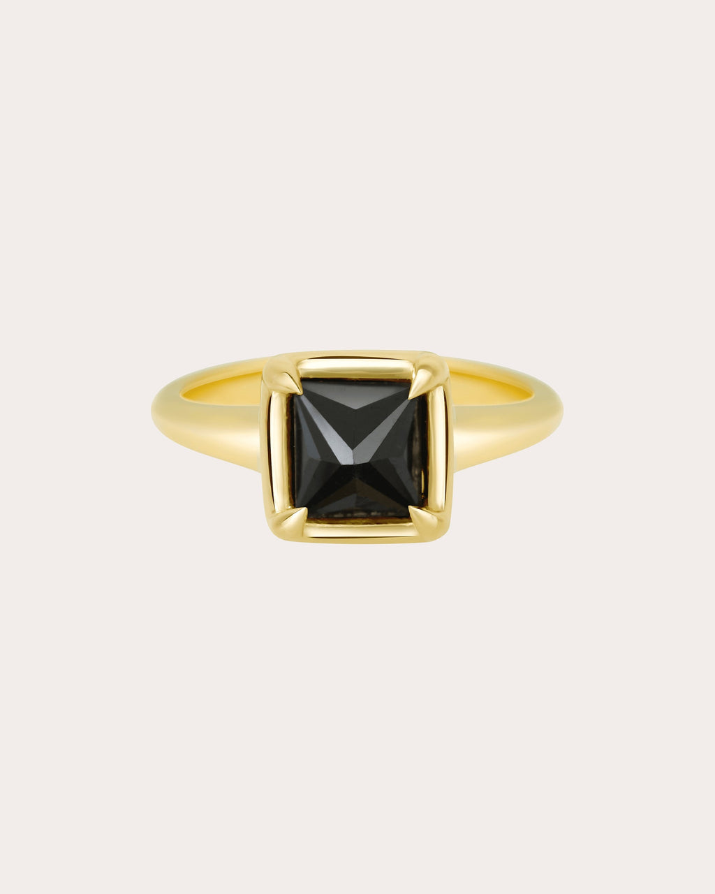Black Diamond & 18k Gold Pyramid Ring