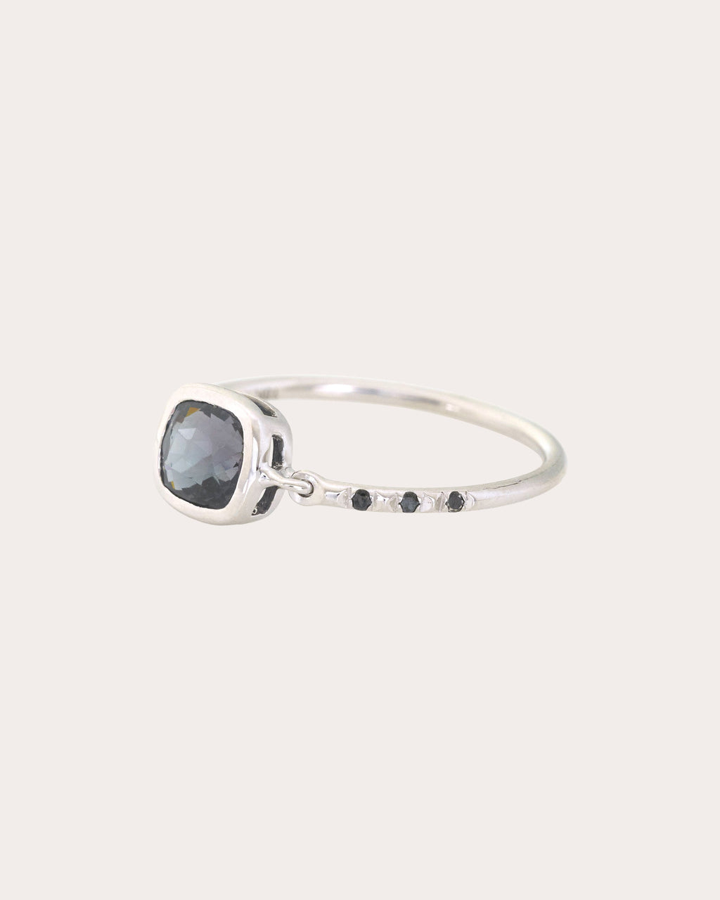 Black Spinel & Black Diamond Petite Circle Ring