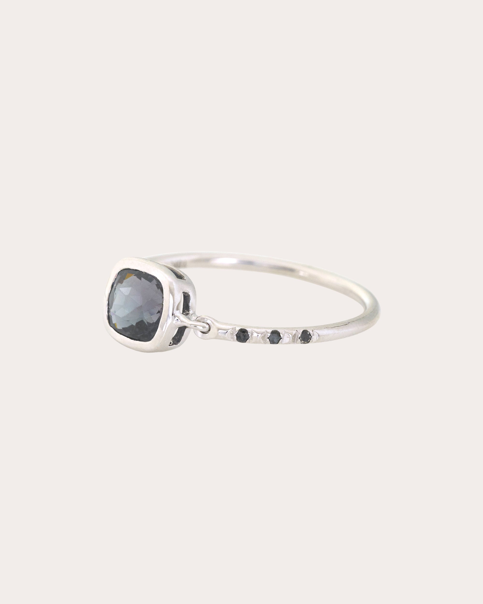 Black Spinel & Black Diamond Petite Circle Ring
