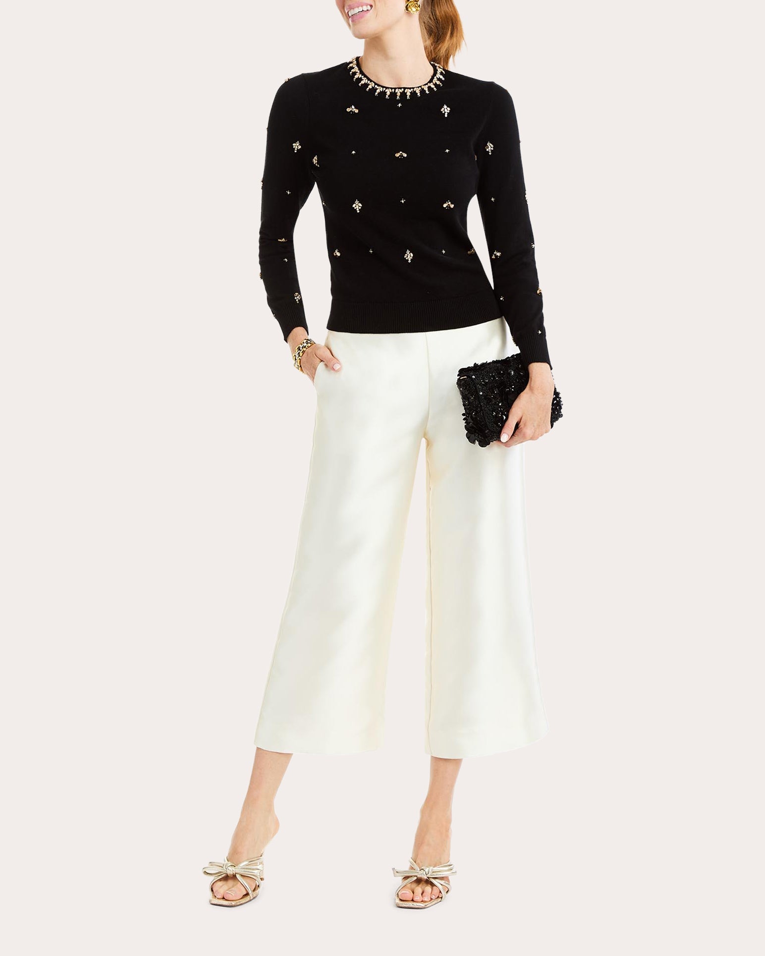 Blake Silk Twill Cropped Flare Pants