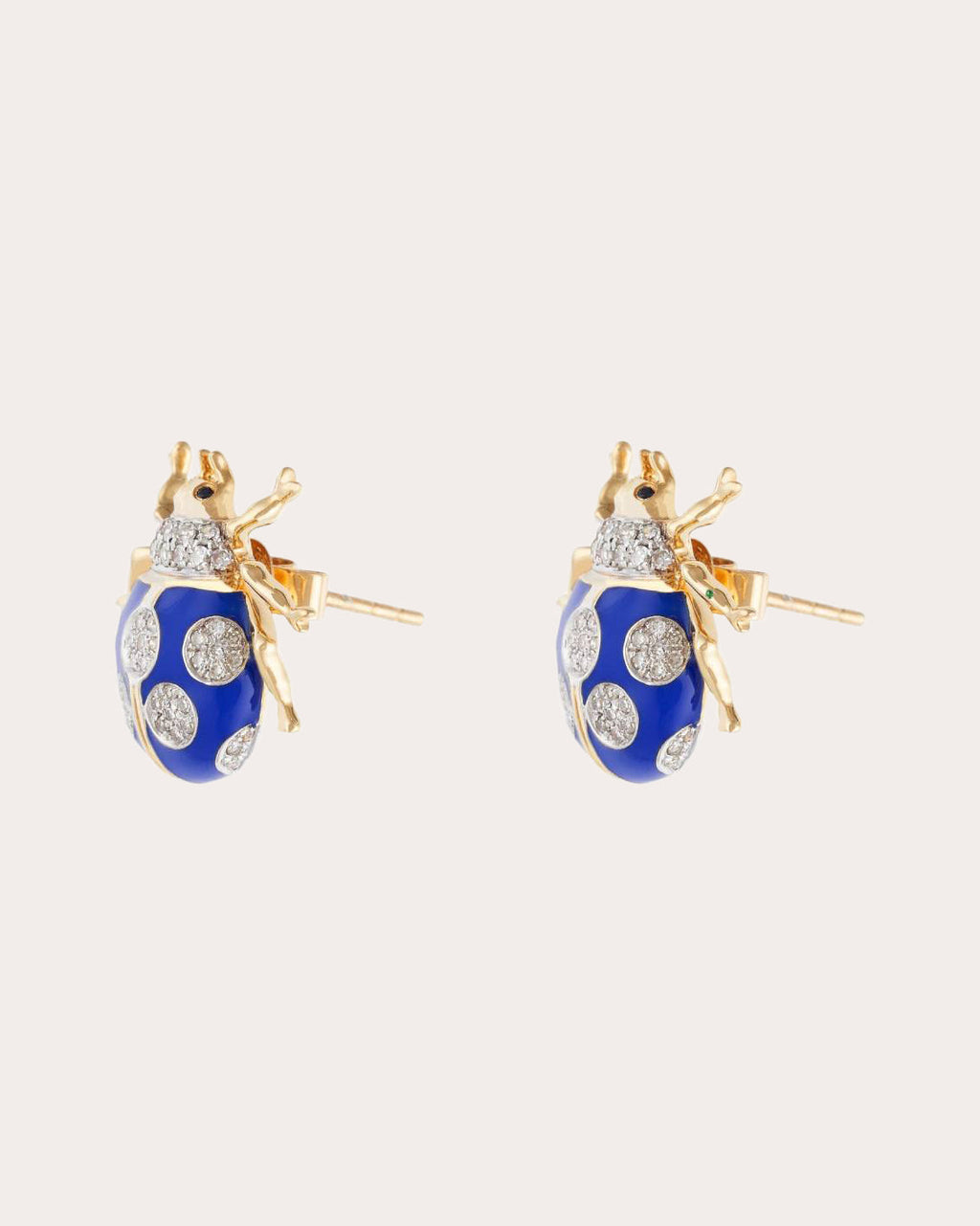 Sapphire & Diamond Blue Fauna Ladybug Stud Earrings