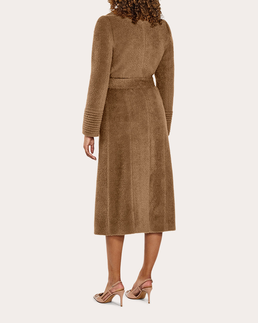 Bouclé Alpaca Long Notch Collar Wrap Coat