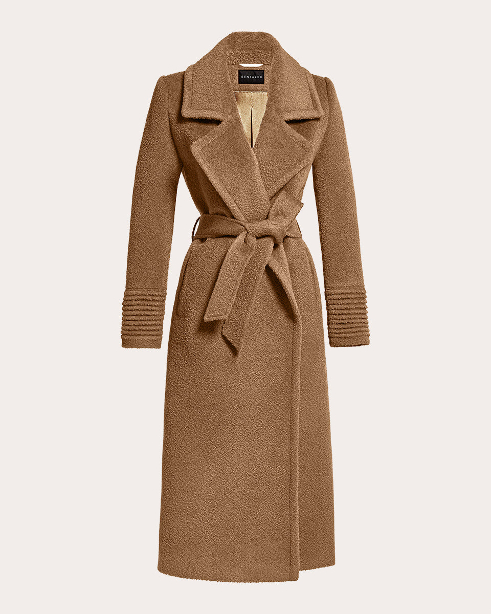 Bouclé Alpaca Long Notch Collar Wrap Coat