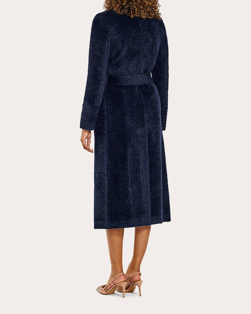 Bouclé Alpaca Long Notch Collar Wrap Coat