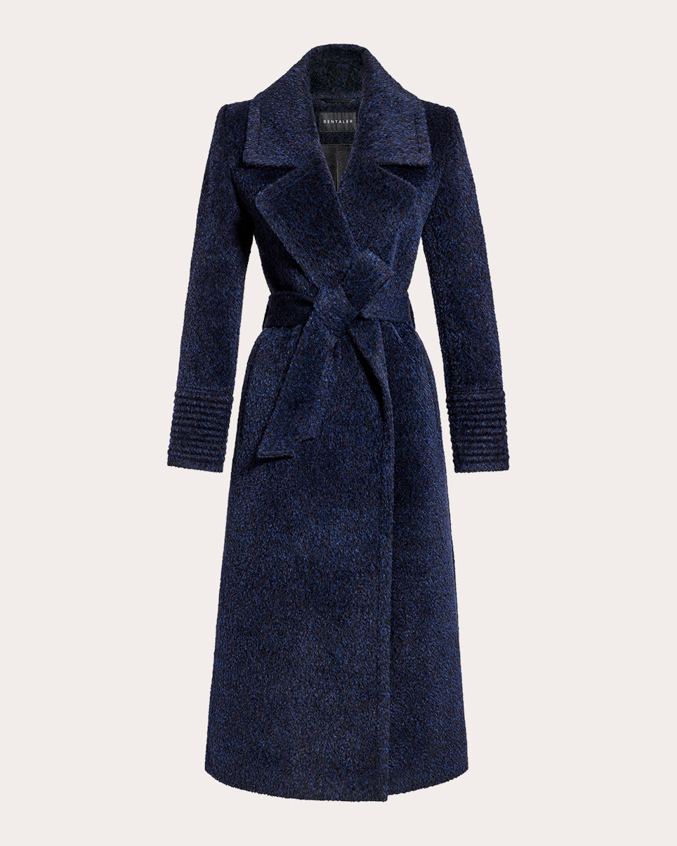 Bouclé Alpaca Long Notch Collar Wrap Coat